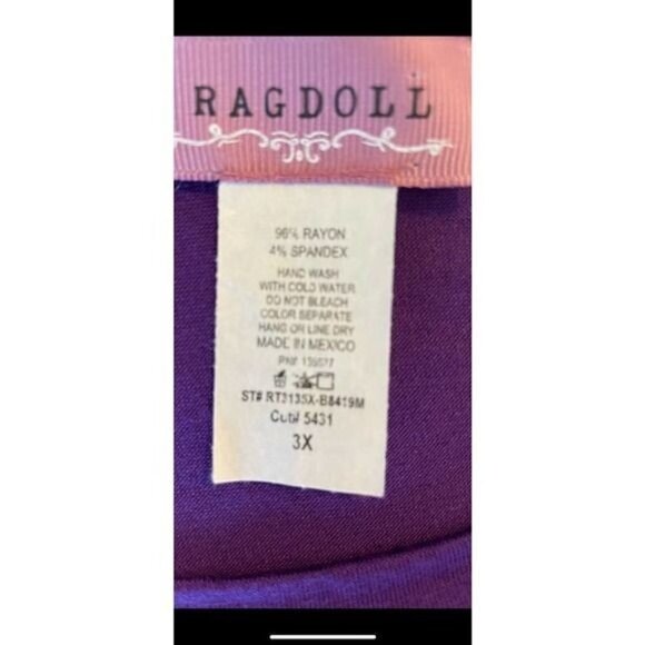 Ragdoll Women's Top Shirt Plus Size 3x Purple Love Graphic Stretchy Short Sleeve - Picture 4 of 9